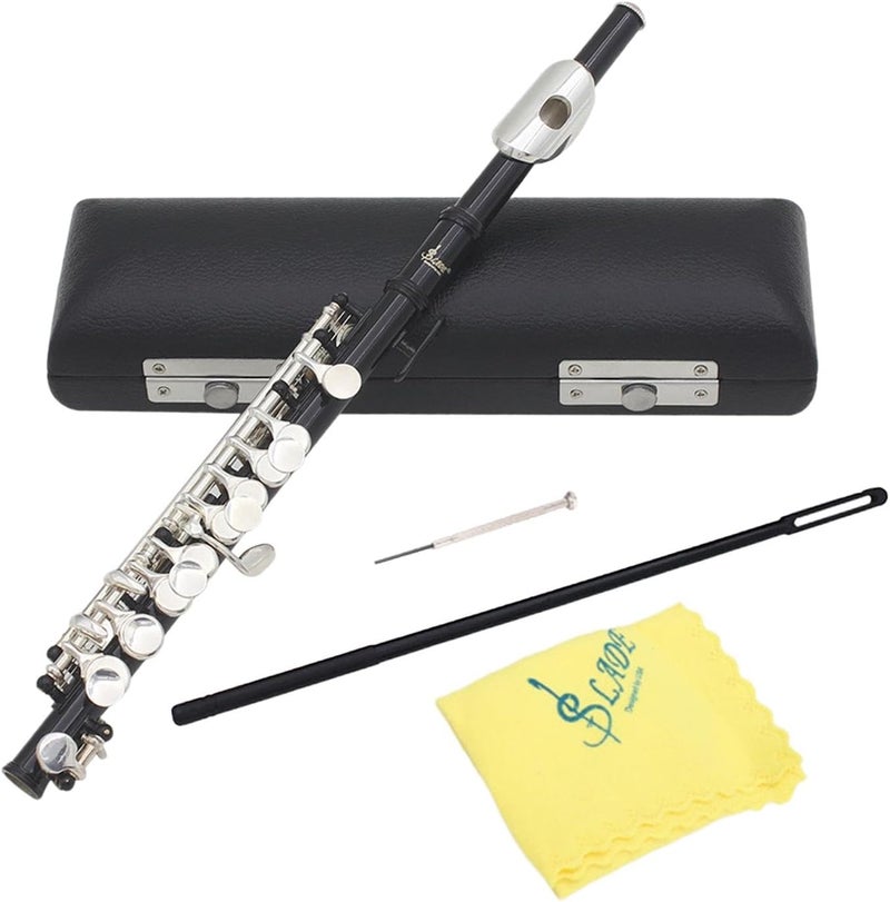 Luwecf C Key Piccolo Lightweight Easy to Play Woodwind Instrument 16 Hole Flute for Stage Performance Practice Classroom Beginner, Black - Image 1
